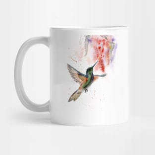 Watercolor Hummingbird with red flower Mug